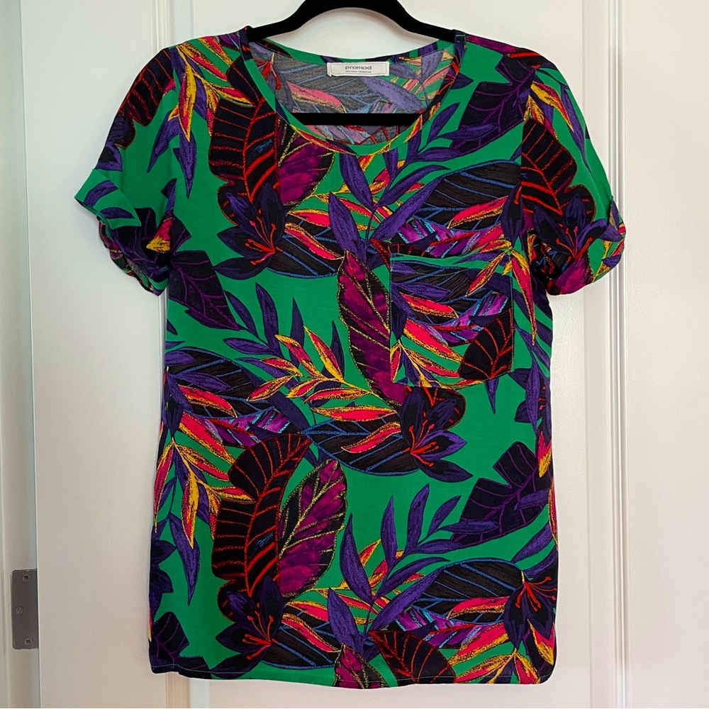 Promod Colorful Leaf Print Women's Top